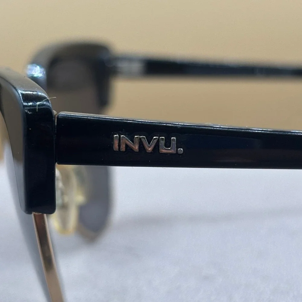 INVU Polarized Cat Eye Sunglasses Black Gold Swiss Eyewear Group 139-C1